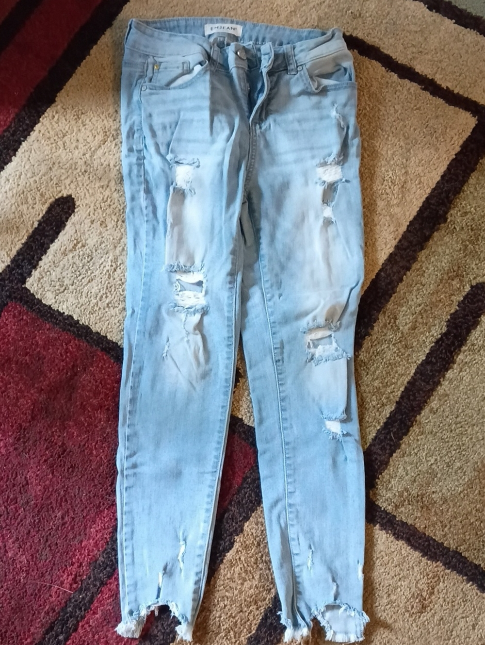 EnJean American Eagle Outfitters Light Blue Ripped Skinny Jeans Size 3